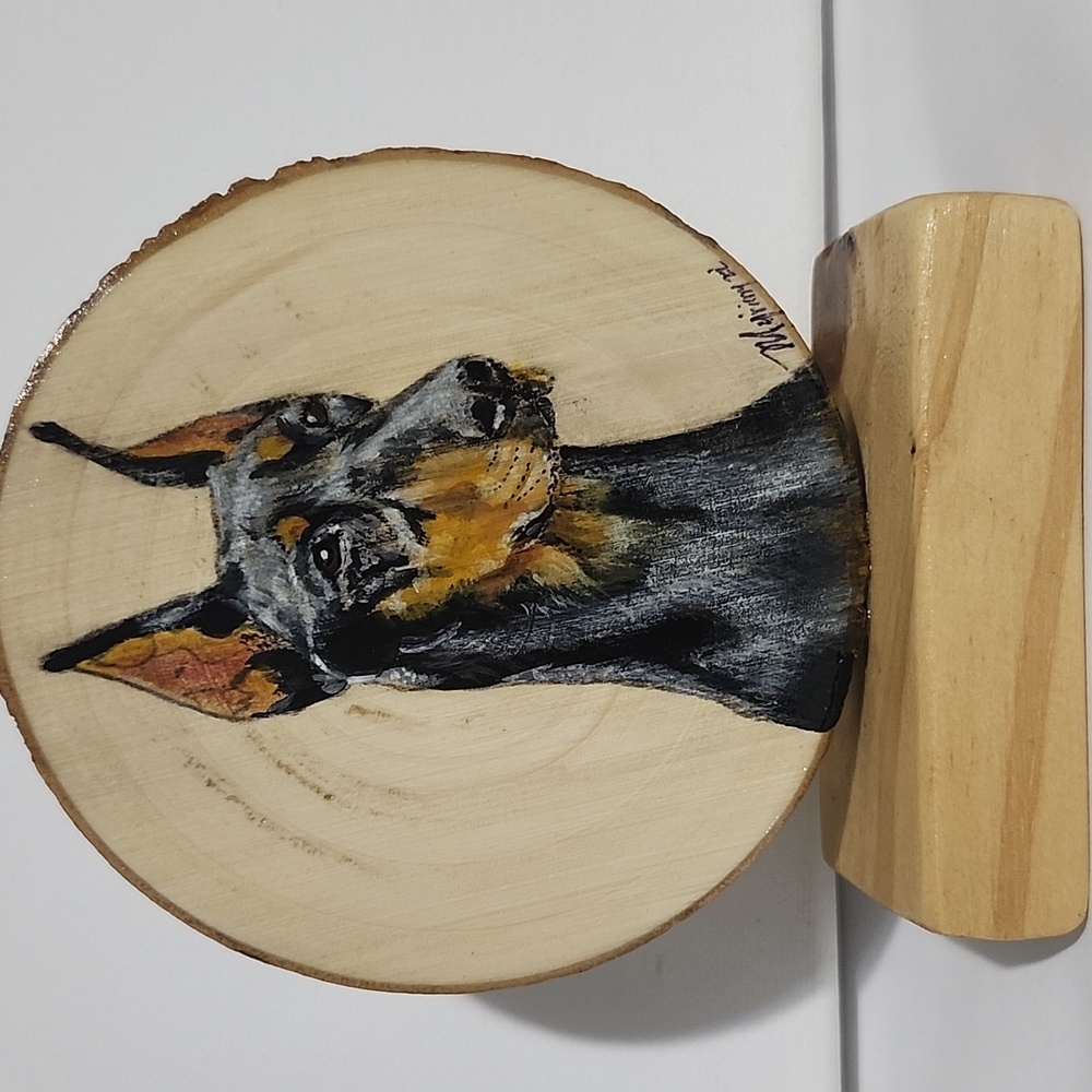 Hand-Painted Doberman Wood Art - Picture 7 of 7